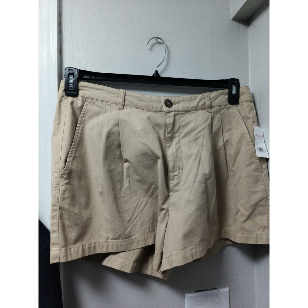 New Lucky Brand Pleated Khaki Beige Cotton Shorts Pockets Women's Sz 14